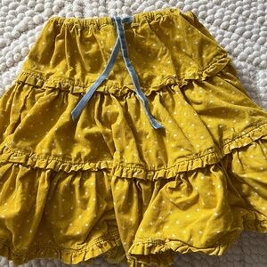 Mini Boden Corduroy Yellow Polka Dot Twirly Skirt